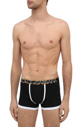 Мужские хлопковые боксеры DOLCE & GABBANA черного цвета по цене 4750 руб., арт. M4B74J/FUECH | Фото 2 Мужские хлопковые боксеры DOLCE & GABBANA черного цвета, арт. M4B74J/FUECH | Фото 2