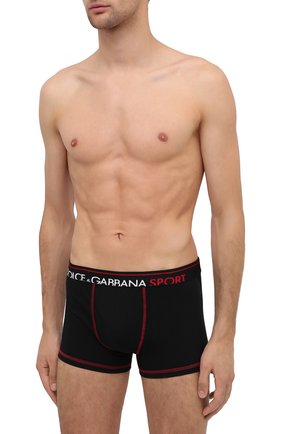 Мужские хлопковые боксеры DOLCE & GABBANA черного цвета по цене 4750 руб., арт. M4B70J/FUECH | Фото 2 Мужские хлопковые боксеры DOLCE & GABBANA черного цвета, арт. M4B70J/FUECH | Фото 2