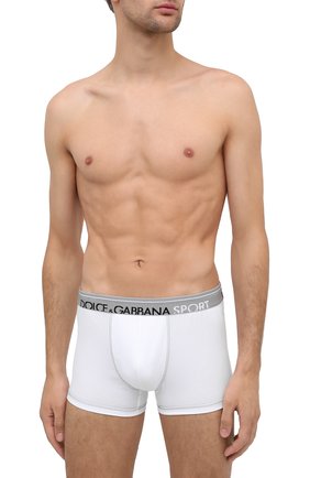 Мужские хлопковые боксеры DOLCE & GABBANA белого цвета по цене 4750 руб., арт. M4B70J/FUECH | Фото 2 Мужские хлопковые боксеры DOLCE & GABBANA белого цвета, арт. M4B70J/FUECH | Фото 2