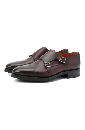 Мужские кожаные монки SANTONI бордового цвета по цене 75500 руб., арт. MCKE14304UL1IGTHQ48 | Фото 1 Мужские кожаные монки SANTONI бордового цвета, арт. MCKE14304UL1IGTHQ48 | Фото 1