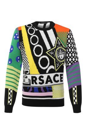 Мужской шерстяной свитер VERSACE разноцветного цвета по цене 96450 руб., арт. A86458/A235937 | Фото 1 Мужской шерстяной свитер VERSACE разноцветного цвета, арт. A86458/A235937 | Фото 1