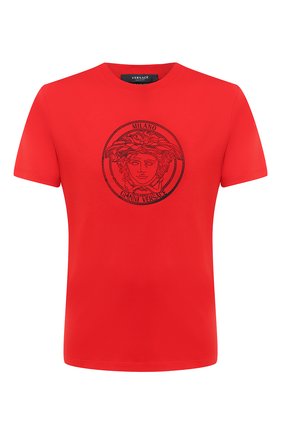 Мужская хлопковая футболка VERSACE красного цвета по цене 21850 руб., арт. A87381/A228806 | Фото 1 Мужская хлопковая футболка VERSACE красного цвета, арт. A87381/A228806 | Фото 1