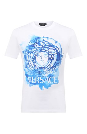 Мужская хлопковая футболка VERSACE белого цвета по цене 38500 руб., арт. A87383/A228806 | Фото 1 Мужская хлопковая футболка VERSACE белого цвета, арт. A87383/A228806 | Фото 1