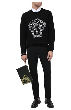 Мужская кожаная борсетка VERSACE черного цвета по цене 74750 руб., арт. DP87631/DVTG4M | Фото 2 Мужская кожаная борсетка VERSACE черного цвета, арт. DP87631/DVTG4M | Фото 2