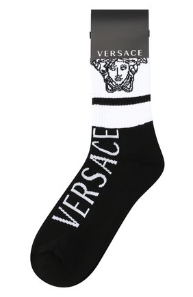 Мужские хлопковые носки VERSACE черного цвета по цене 6890 руб., арт. ICZ0003/A236176 | Фото 1 Мужские хлопковые носки VERSACE черного цвета, арт. ICZ0003/A236176 | Фото 1