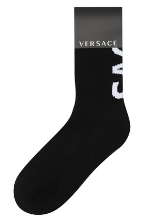 Мужские хлопковые носки VERSACE черного цвета по цене 6890 руб., арт. ICZ0003/A236192 | Фото 1 Мужские хлопковые носки VERSACE черного цвета, арт. ICZ0003/A236192 | Фото 1