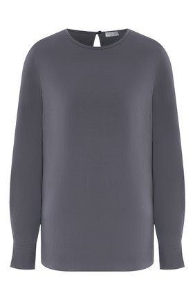 Женская шелковая блузка BRUNELLO CUCINELLI темно-серого цвета по цене 74400 руб., арт. MF948DA110 | Фото 1 Женская шелковая блузка BRUNELLO CUCINELLI темно-серого цвета, арт. MF948DA110 | Фото 1