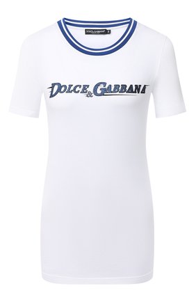 Женская хлопковая футболка DOLCE & GABBANA белого цвета по цене 38100 руб., арт. F8M68T/G7XDY | Фото 1 Женская хлопковая футболка DOLCE & GABBANA белого цвета, арт. F8M68T/G7XDY | Фото 1