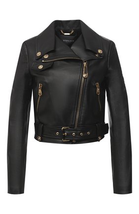 Женская кожаная куртка VERSACE черного цвета по цене 284500 руб., арт. A87441/A210037 | Фото 1 Женская кожаная куртка VERSACE черного цвета, арт. A87441/A210037 | Фото 1