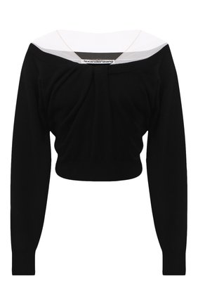 Женский пуловер из шерсти и вискозы ALEXANDER WANG черного цвета по цене 57150 руб., арт. 1KC2201003 | Фото 1 Женский пуловер из шерсти и вискозы ALEXANDER WANG черного цвета, арт. 1KC2201003 | Фото 1