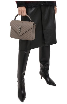 Женская сумка monogram college medium SAINT LAURENT серого цвета по цене 157500 руб., арт. 600279/BRM04 | Фото 2 Женская сумка monogram college medium SAINT LAURENT серого цвета, арт. 600279/BRM04 | Фото 2