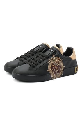 Мужские кожаные кеды portofino DOLCE & GABBANA черного цвета по цене 59750 руб., арт. CS1760/B5768 | Фото 1 Мужские кожаные кеды portofino DOLCE & GABBANA черного цвета, арт. CS1760/B5768 | Фото 1
