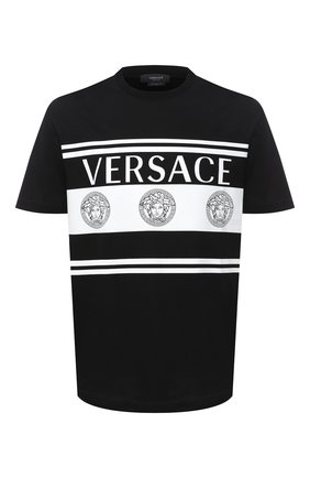 Мужская хлопковая футболка VERSACE черно-белого цвета по цене 38500 руб., арт. A87391/A235263 | Фото 1 Мужская хлопковая футболка VERSACE черно-белого цвета, арт. A87391/A235263 | Фото 1