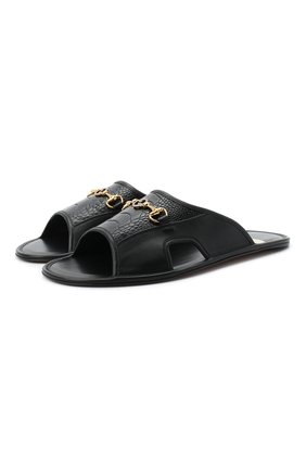 Мужские кожаные шлепанцы GUCCI черного цвета по цене 58700 руб., арт. 624849/DLCD0 | Фото 1 Мужские кожаные шлепанцы GUCCI черного цвета, арт. 624849/DLCD0 | Фото 1