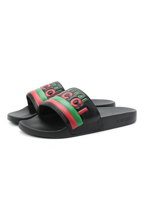 Мужские кожаные шлепанцы GUCCI черного цвета по цене 26450 руб., арт. 632183/DIR00 | Фото 1 Мужские кожаные шлепанцы GUCCI черного цвета, арт. 632183/DIR00 | Фото 1 (Материал внутренний: Текстиль; Материал внешний: Кожа)