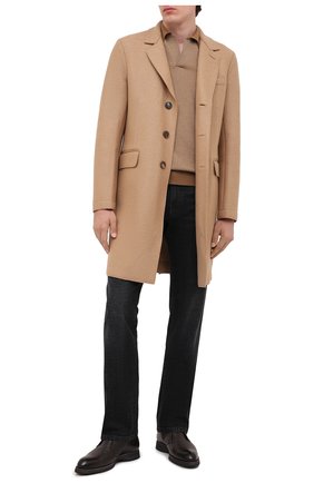 Мужской шерстяное пальто HARRIS WHARF LONDON бежевого цвета, арт. C9113MLK | Фото 2 (Рукава: Длинные; Материал внешний: Шерсть; Мужское Кросс-КТ: Верхняя одежда, пальто-верхняя одежда; Стили: Кэжуэл; Длина (верхняя одежда): До середины бедра)