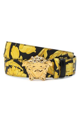Мужской кожаный ремень VERSACE желтого цвета по цене 37600 руб., арт. DCU6705/DVST4 | Фото 1 Мужской кожаный ремень VERSACE желтого цвета, арт. DCU6705/DVST4 | Фото 1