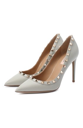 Женские кожаные туфли rockstud VALENTINO светло-серого цвета по цене 59550 руб., арт. UW2S0057/VCE | Фото 1 Женские кожаные туфли rockstud VALENTINO светло-серого цвета, арт. UW2S0057/VCE | Фото 1