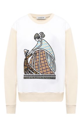 Женский хлопковый свитшот LANVIN кремвого цвета по цене 58350 руб., арт. RW-T0637J-JR19-A20 | Фото 1 Женский хлопковый свитшот LANVIN кремвого цвета, арт. RW-T0637J-JR19-A20 | Фото 1