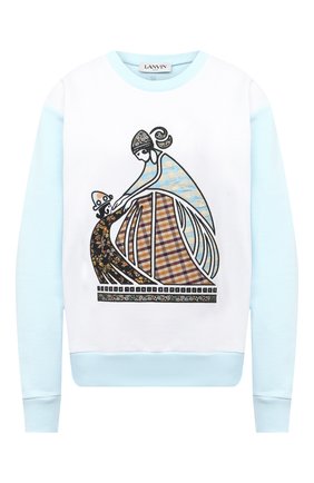 Женская хлопковый свитшот LANVIN голубого цвета по цене 53450 руб., арт. RW-T0637J-JR19-A20 | Фото 1 Женская хлопковый свитшот LANVIN голубого цвета, арт. RW-T0637J-JR19-A20 | Фото 1