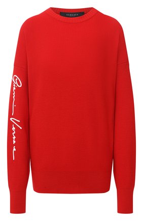 Женская шерстяной свитер VERSACE красного цвета по цене 56950 руб., арт. A85042/A235836 | Фото 1 Женская шерстяной свитер VERSACE красного цвета, арт. A85042/A235836 | Фото 1