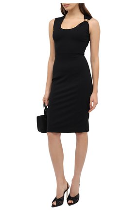 Женское платье из вискозы VERSACE черного цвета по цене 122500 руб., арт. A87063/A235312 | Фото 2 Женское платье из вискозы VERSACE черного цвета, арт. A87063/A235312 | Фото 2 (Материал подклада: Вискоза; Длина Ж (юбки, платья, шорты): До колена; Женское Кросс-КТ: Платье-одежда; Рукава: Без рукавов)