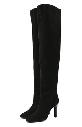 Женские замшевые ботфорты jane SAINT LAURENT черного цвета по цене 111500 руб., арт. 632613/0LI00 | Фото 1 Женские замшевые ботфорты jane SAINT LAURENT черного цвета, арт. 632613/0LI00 | Фото 1