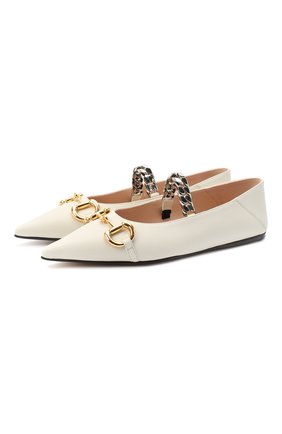 Женские кожаные балетки deva GUCCI белого цвета по цене 66600 руб., арт. 621161/1RH00 | Фото 1 Женские кожаные балетки deva GUCCI белого цвета, арт. 621161/1RH00 | Фото 1