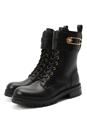 Женские кожаные ботинки VERSACE черного цвета по цене 79200 руб., арт. DST419E/DVTA3 | Фото 1 Женские кожаные ботинки VERSACE черного цвета, арт. DST419E/DVTA3 | Фото 1