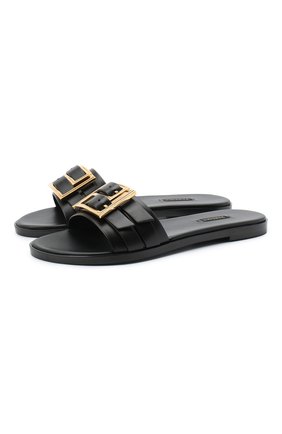 Женские кожаные шлепанцы VERSACE черного цвета по цене 47600 руб., арт. DST442C/DVT2P | Фото 1 Женские кожаные шлепанцы VERSACE черного цвета, арт. DST442C/DVT2P | Фото 1