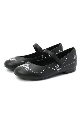 Детские кожаные балетки DOLCE & GABBANA черного цвета по цене 19950 руб., арт. D10699/AW638/29-36 | Фото 1 Детские кожаные балетки DOLCE & GABBANA черного цвета, арт. D10699/AW638/29-36 | Фото 1