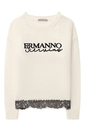Детский пуловер ERMANNO SCERVINO бежевого цвета по цене 23450 руб., арт. 47I MG10 WAN/10-16 | Фото 1 Детский пуловер ERMANNO SCERVINO бежевого цвета, арт. 47I MG10 WAN/10-16 | Фото 1