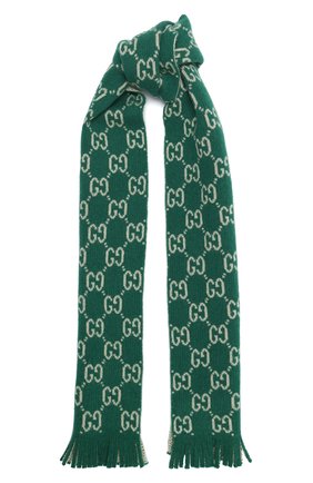Детский шерстяной шарф GUCCI зеленого цвета, арт. 629498/4K206 | Фото 1 (Материал: Шерсть, Текстиль; Региональные ограничения белый список (Axapta Mercury): RU)