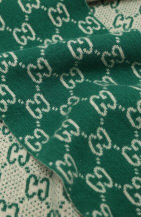 Детский шерстяной шарф GUCCI зеленого цвета, арт. 629498/4K206 | Фото 2 (Материал: Шерсть, Текстиль; Региональные ограничения белый список (Axapta Mercury): RU)