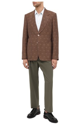 Мужской пиджак из хлопка и шелка GUCCI коричневого цвета по цене 279500 руб., арт. 618666/ZAEAK | Фото 2 Мужской пиджак из хлопка и шелка GUCCI коричневого цвета, арт. 618666/ZAEAK | Фото 2 (Материал внешний: Шелк, Хлопок; Рукава: Длинные; Материал подклада: Вискоза; Длина (для топов): Стандартные; 1-2-бортные: Однобортные; Пиджаки М: Прямой; Случай: Повседневный; Стили: Кэжуэл; Региональные ограничения белый список (Axapta Mercury): RU)