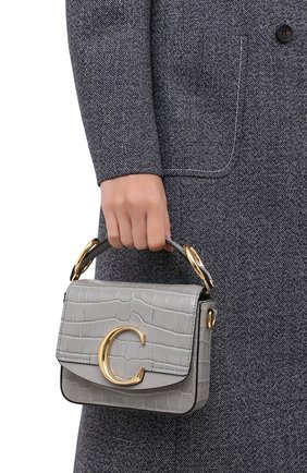 Женская сумка chloé c mini CHLOÉ серого цвета по цене 118500 руб., арт. CHC19US193A87 | Фото 2 Женская сумка chloé c mini CHLOÉ серого цвета, арт. CHC19US193A87 | Фото 2
