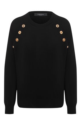 Женский шерстяной пуловер VERSACE черного цвета по цене 72450 руб., арт. A87160/A235901 | Фото 1 Женский шерстяной пуловер VERSACE черного цвета, арт. A87160/A235901 | Фото 1
