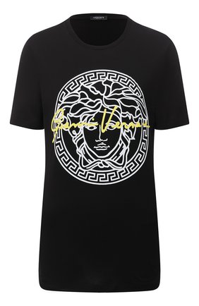 Женская хлопковая футболка VERSACE черного цвета по цене 26500 руб., арт. A87456/A228806 | Фото 1 Женская хлопковая футболка VERSACE черного цвета, арт. A87456/A228806 | Фото 1