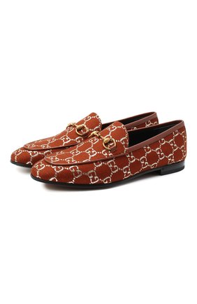 Женские текстильные лоферы new jordaan GUCCI коричневого цвета по цене 59700 руб., арт. 431467/2C820 | Фото 1 Женские текстильные лоферы new jordaan GUCCI коричневого цвета, арт. 431467/2C820 | Фото 1