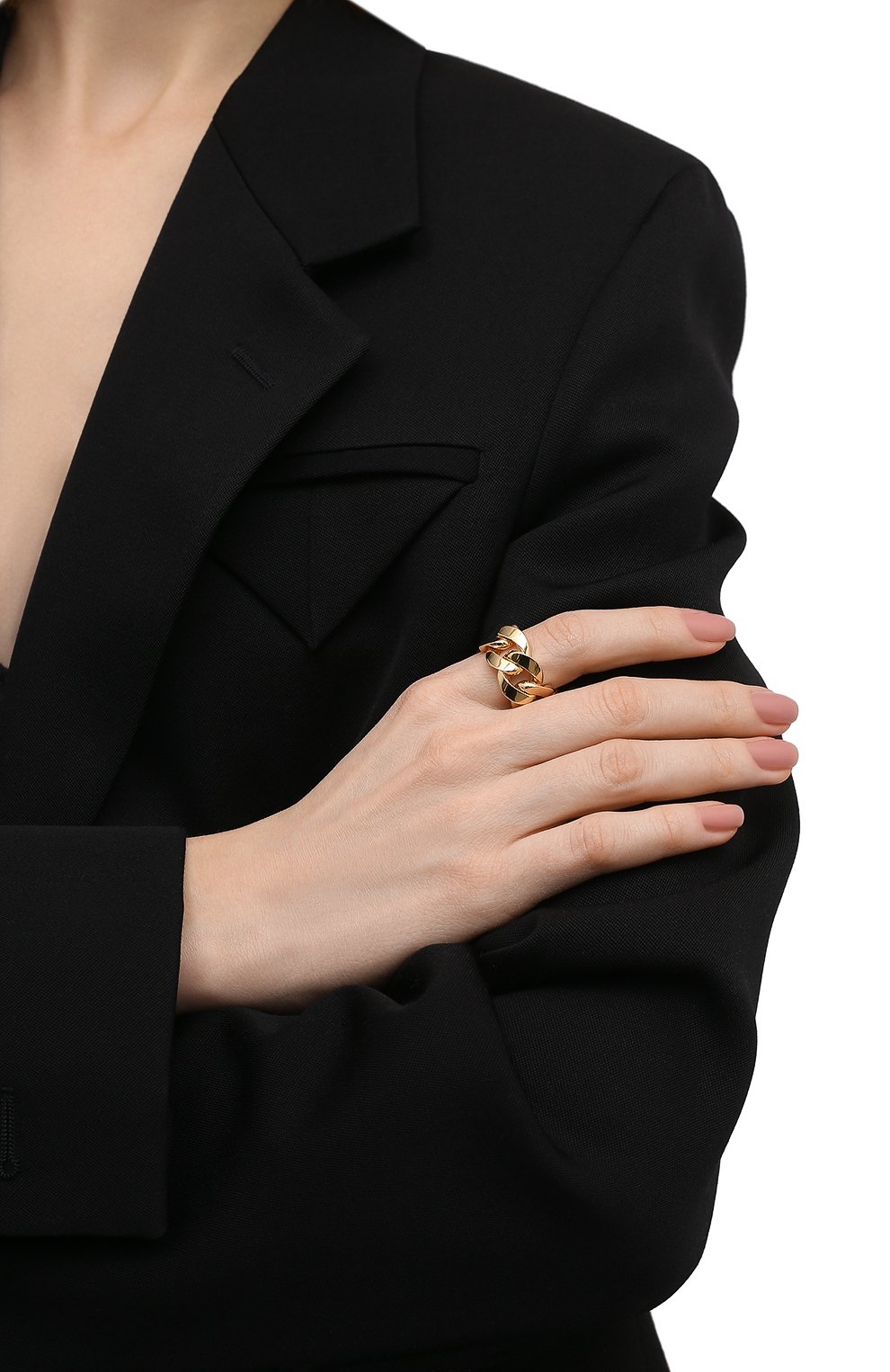 Женское кольцо BOTTEGA VENETA золотого цвета, арт. 573476/VAHU0 | Фото 2 (Материал: Серебро)