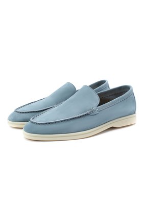 Женские замшевые лоферы summer walk LORO PIANA голубого цвета по цене 57650 руб., арт. FAI1392 | Фото 1 Женские замшевые лоферы summer walk LORO PIANA голубого цвета, арт. FAI1392 | Фото 1