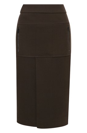 Женская шерстяная юбка TOM FORD хаки цвета по цене 122500 руб., арт. GCJ267-FAX698 | Фото 1 Женская шерстяная юбка TOM FORD хаки цвета, арт. GCJ267-FAX698 | Фото 1