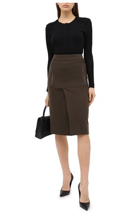 Женская шерстяная юбка TOM FORD хаки цвета по цене 122500 руб., арт. GCJ267-FAX698 | Фото 2 Женская шерстяная юбка TOM FORD хаки цвета, арт. GCJ267-FAX698 | Фото 2
