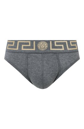 Мужские хлопковые брифы VERSACE серого цвета по цене 4750 руб., арт. AU10027/A232741 | Фото 1 Мужские хлопковые брифы VERSACE серого цвета, арт. AU10027/A232741 | Фото 1