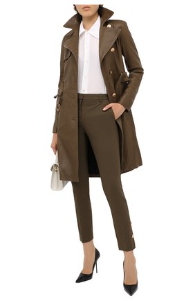 Женские шерстяные брюки VERSACE хаки цвета по цене 72850 руб., арт. A87138/A234215 | Фото 2 Женские шерстяные брюки VERSACE хаки цвета, арт. A87138/A234215 | Фото 2