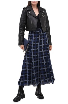 Женская шелковая юбка EMPORIO ARMANI синего цвета по цене 57150 руб., арт. 9NN17T/92509 | Фото 2 Женская шелковая юбка EMPORIO ARMANI синего цвета, арт. 9NN17T/92509 | Фото 2