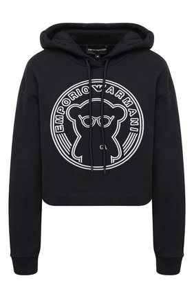 Женский хлопковое худи EMPORIO ARMANI синего цвета по цене 27550 руб., арт. 6H2M9A/2JPLZ | Фото 1 Женский хлопковое худи EMPORIO ARMANI синего цвета, арт. 6H2M9A/2JPLZ | Фото 1