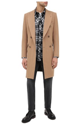 Мужской шерстяное пальто EMPORIO ARMANI бежевого цвета по цене 150500 руб., арт. 91LCW0/91915 | Фото 2 Мужской шерстяное пальто EMPORIO ARMANI бежевого цвета, арт. 91LCW0/91915 | Фото 2