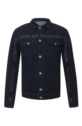 Мужская джинсовая куртка EMPORIO ARMANI темно-синего цвета по цене 29950 руб., арт. 6H1B87/1DP3Z | Фото 1 Мужская джинсовая куртка EMPORIO ARMANI темно-синего цвета, арт. 6H1B87/1DP3Z | Фото 1