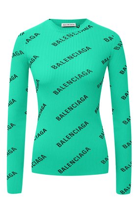 Женский пуловер с логотипом бренда BALENCIAGA зеленого цвета по цене 92700 руб., арт. 570844/T6140 | Фото 1 Женский пуловер с логотипом бренда BALENCIAGA зеленого цвета, арт. 570844/T6140 | Фото 1